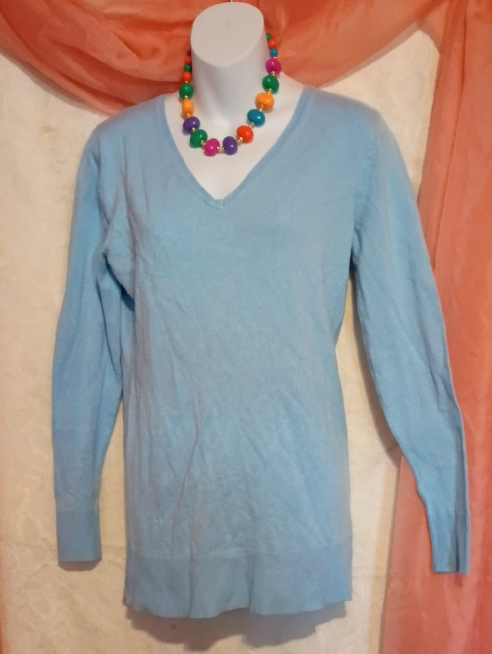Liz Lange Maternity Ladies Powder Blue Long Sleeve Sweater Top Size Medium